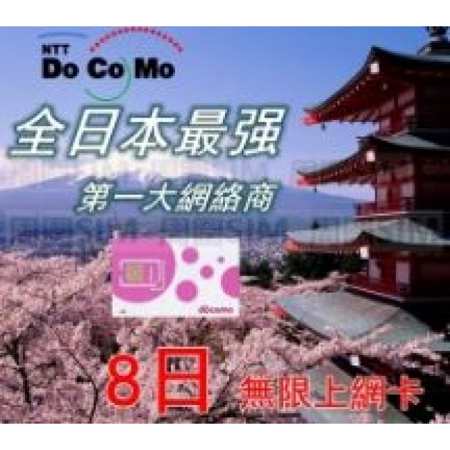 日本docomo8日無限上網卡